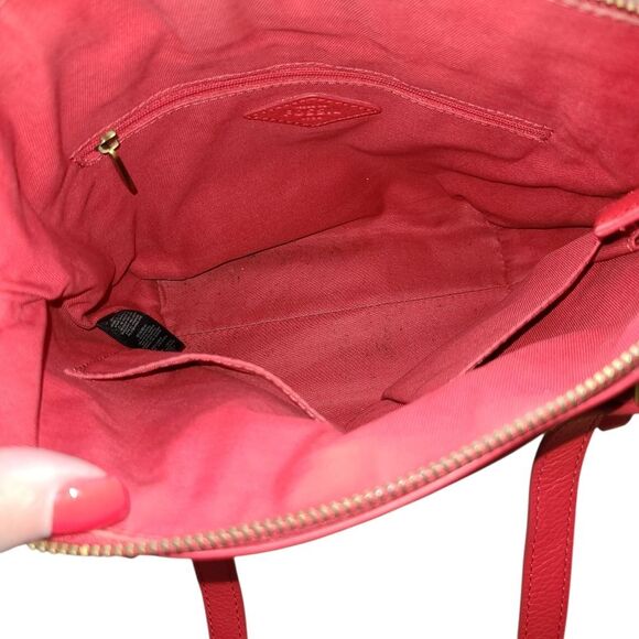 Fossil Red Leather Small Tote Bag Purse - Picture 8 of 14